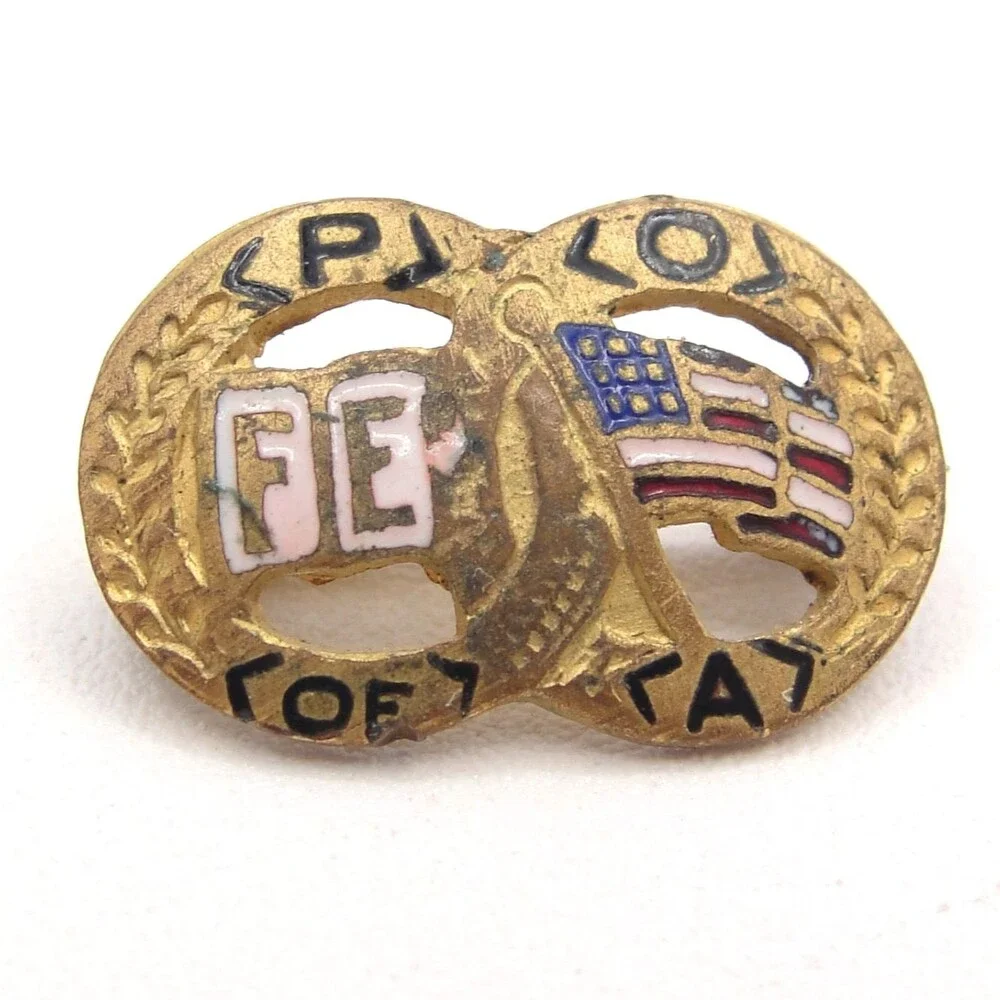 Vintage Patriotic Order of America PO of A Lapel Pin Badge Keystone Badge Co